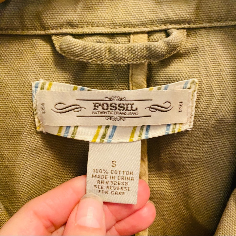 FOSSIL Distressed Tan Cotton Oversized Blazer - Picture 3 of 7